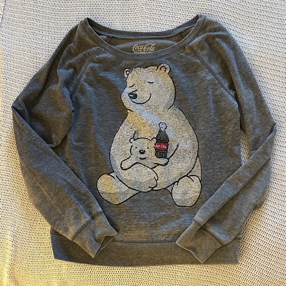 Coca-Cola Gray Sweatshirt with Polar Bear Graphic
